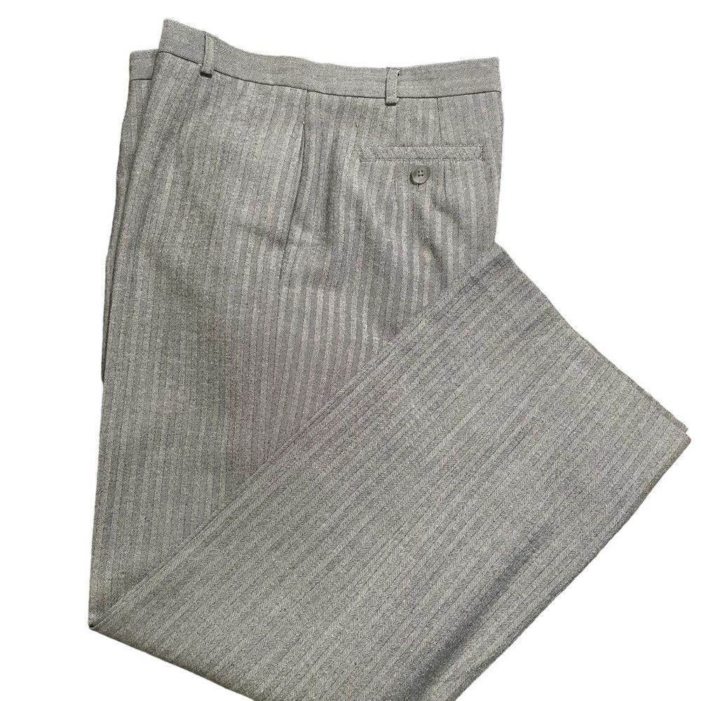 Lined Talbots Italian Stretch Wool Blend Herringbone Trousers Women Size 12